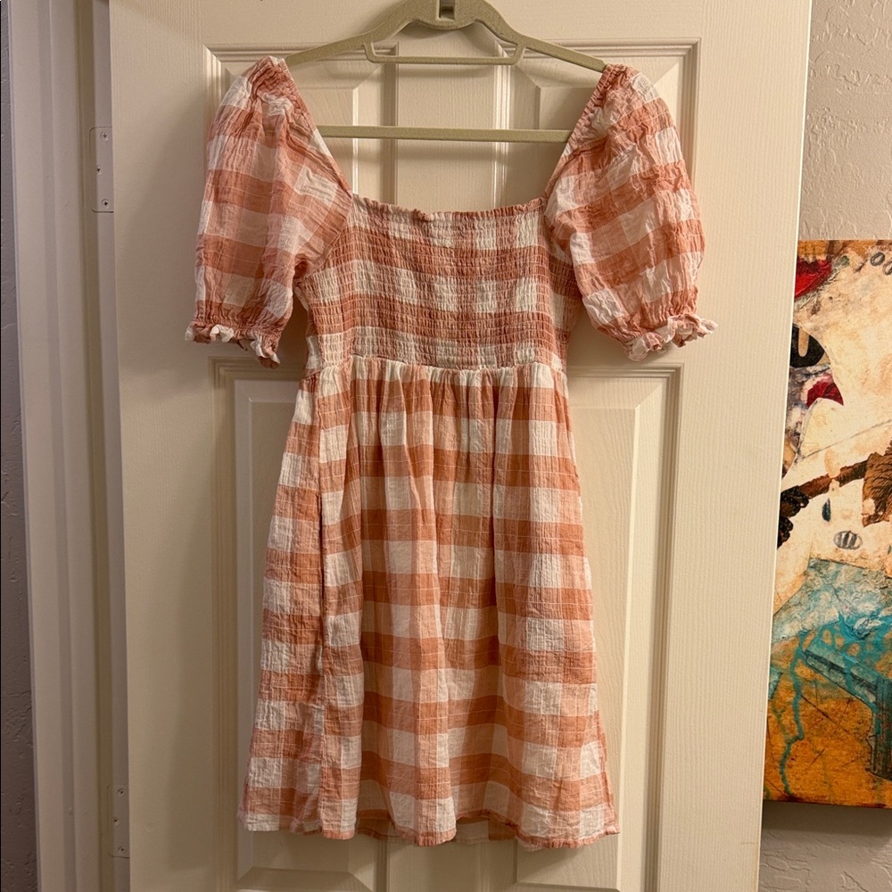 Lush Pink and White Checkered Mini Dress M - Picture 6 of 6
